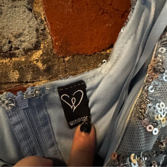 Elegant Powder Blue and Silver Sequin Gown - Picture 14 of 17